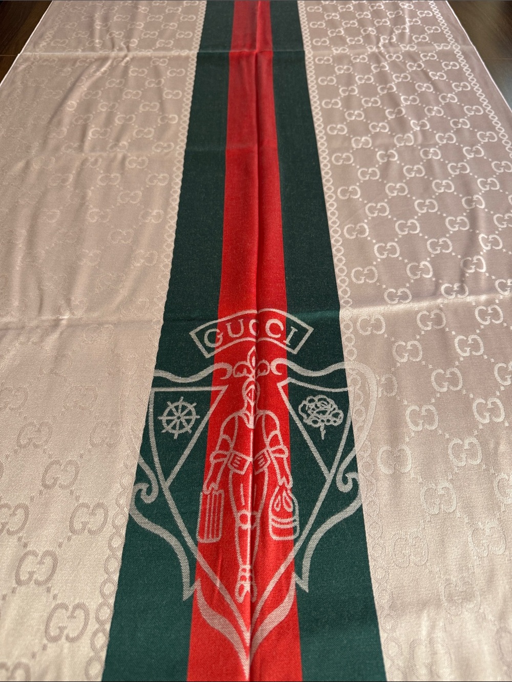 Gucci Baby pink with Green & Red Signature Crest Throw